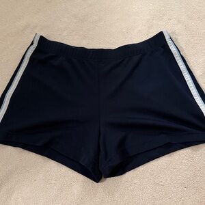 Women's navy blue gym Shorts with stripes